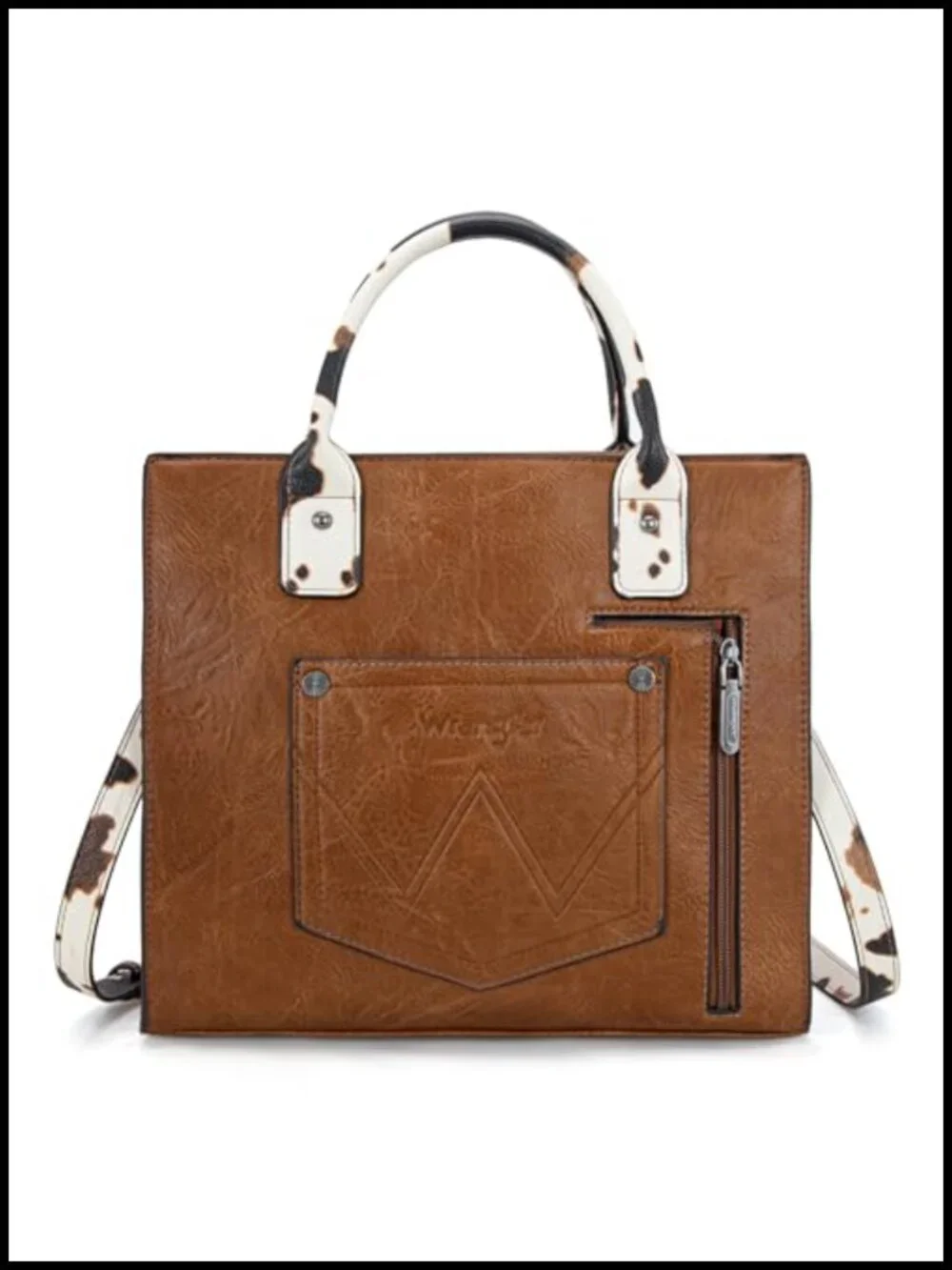 Vegan Leather Satchel Tote Bag with Detachable Strap